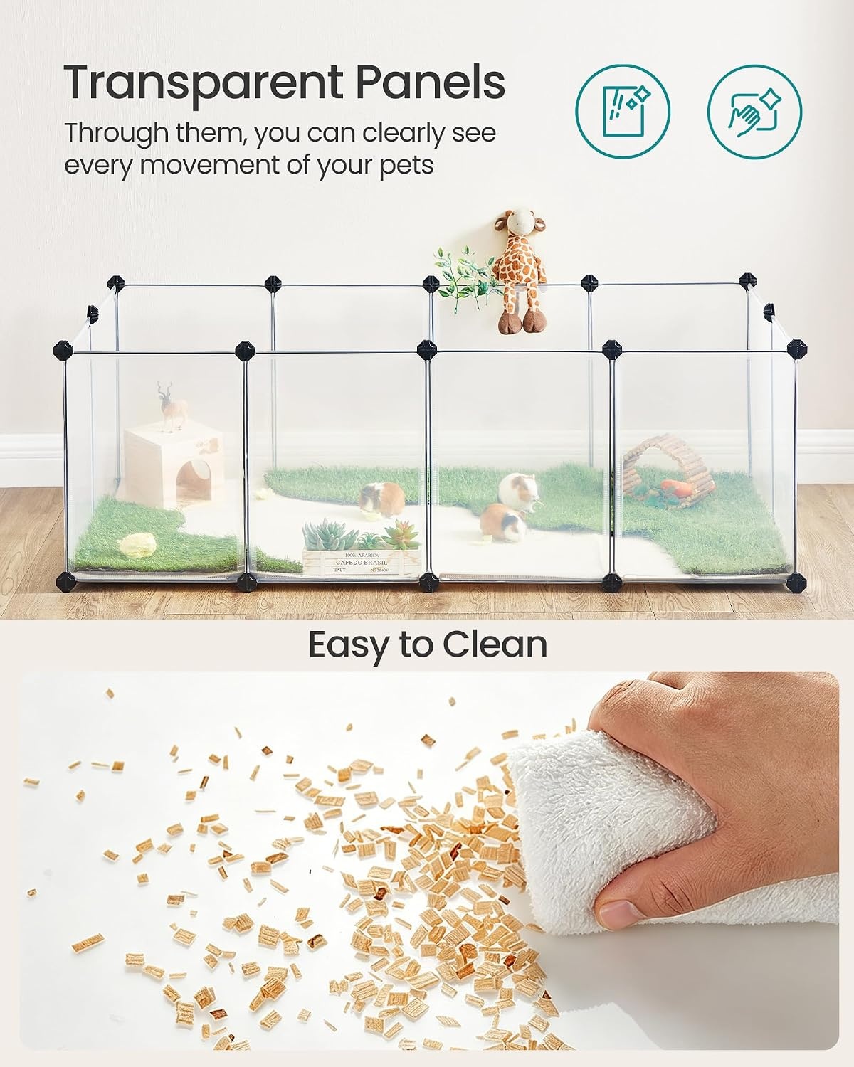 image:imageSONGMICS Pet Playpen 2Tier Steel Pen with RoofWhite