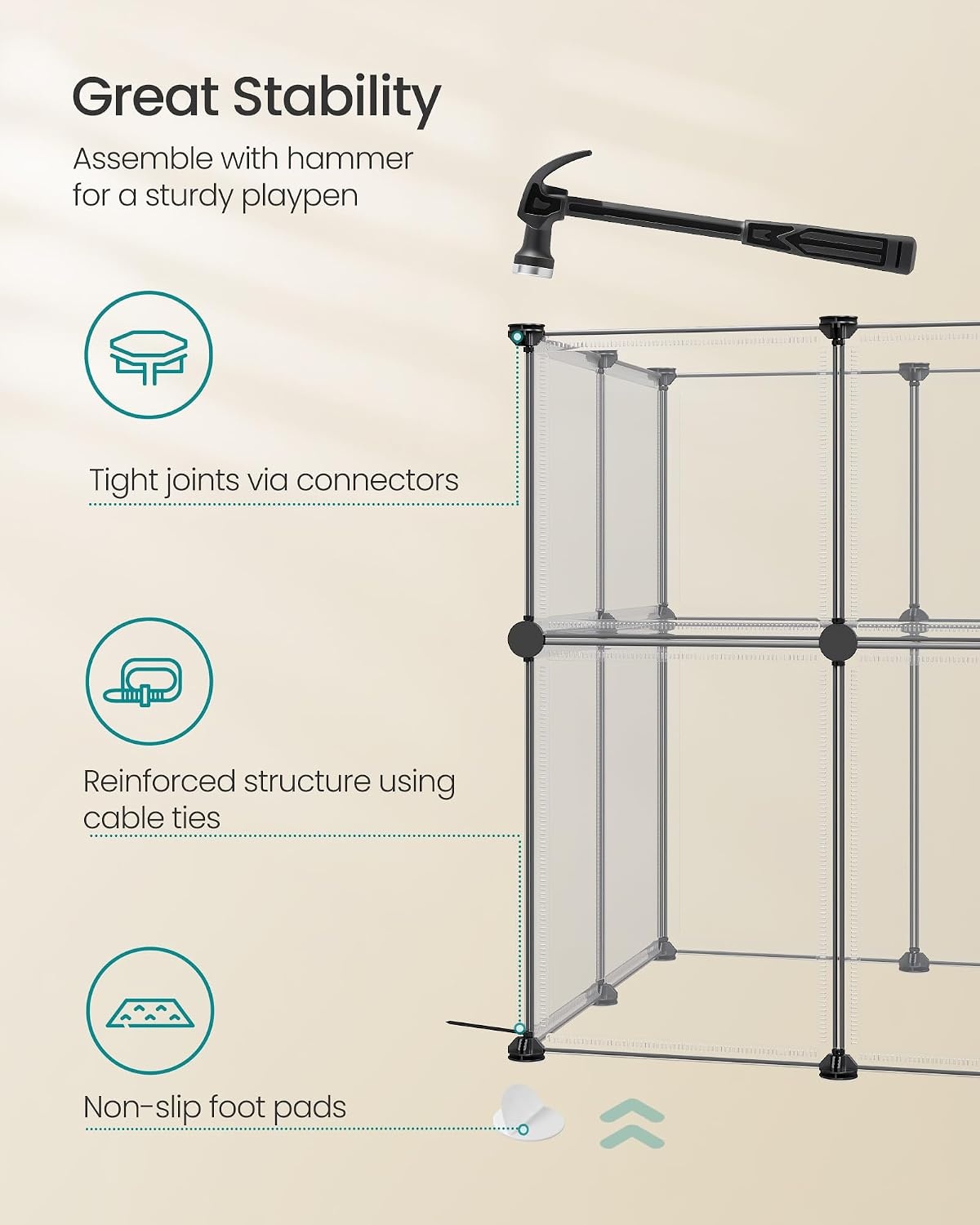 image:imageSONGMICS Pet Playpen 2Tier Steel Pen with RoofWhite