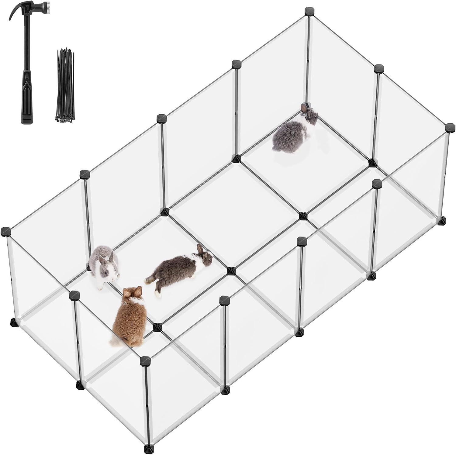 image:imageSONGMICS Pet Playpen 2Tier Steel Pen with RoofWhite