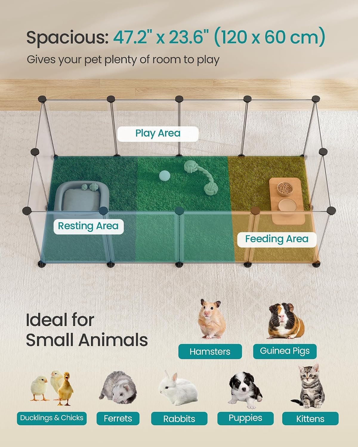 image:imageSONGMICS Pet Playpen 2Tier Steel Pen with RoofWhite