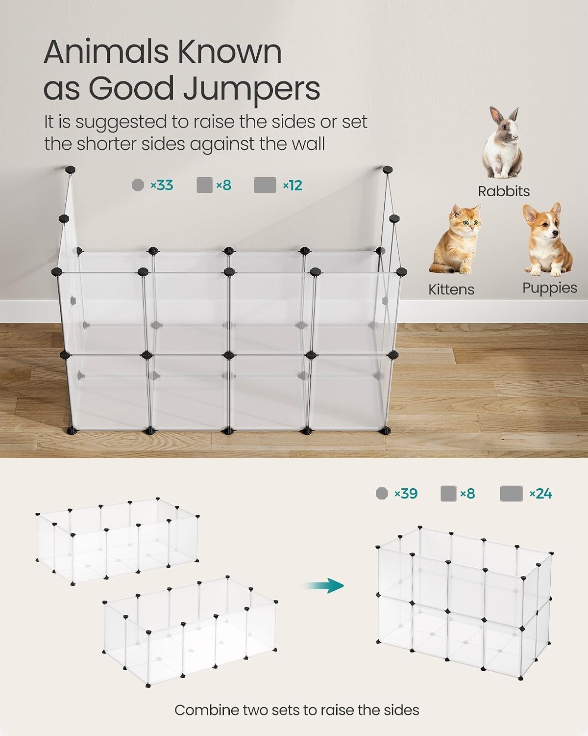 image:imageSONGMICS Pet Playpen 2Tier Steel Pen with RoofWhite