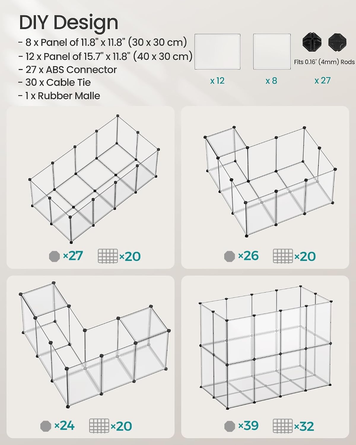 image:imageSONGMICS Pet Playpen 2Tier Steel Pen with RoofWhite