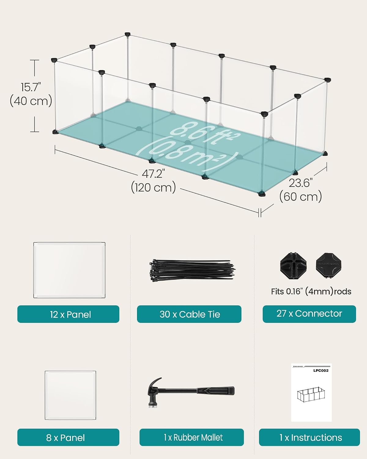 image:imageSONGMICS Pet Playpen 2Tier Steel Pen with RoofWhite