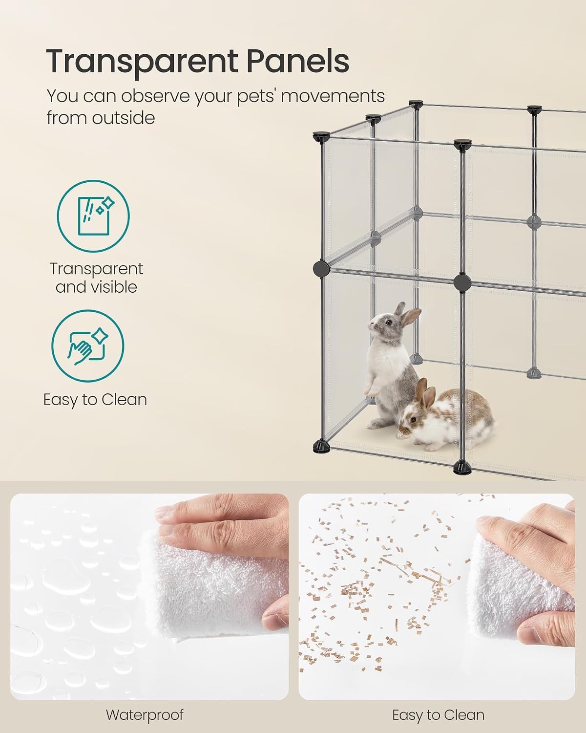 image:imageSONGMICS Pet Playpen 2Tier Steel Pen with RoofWhite