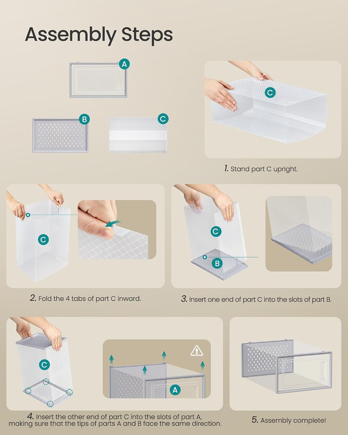 image:imageSONGMICS Shoe Boxes Clear Plastic Sneaker Box Pack of 15Transparent Gray