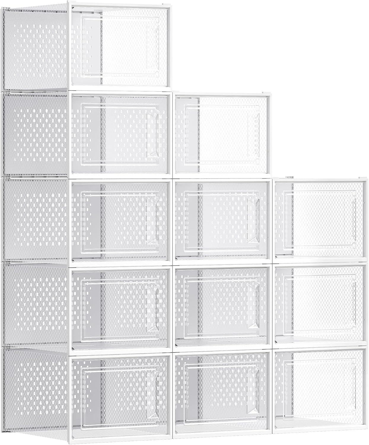 image:imageSONGMICS Shoe Boxes Clear Plastic Sneaker Box Pack of 15Transparent White
