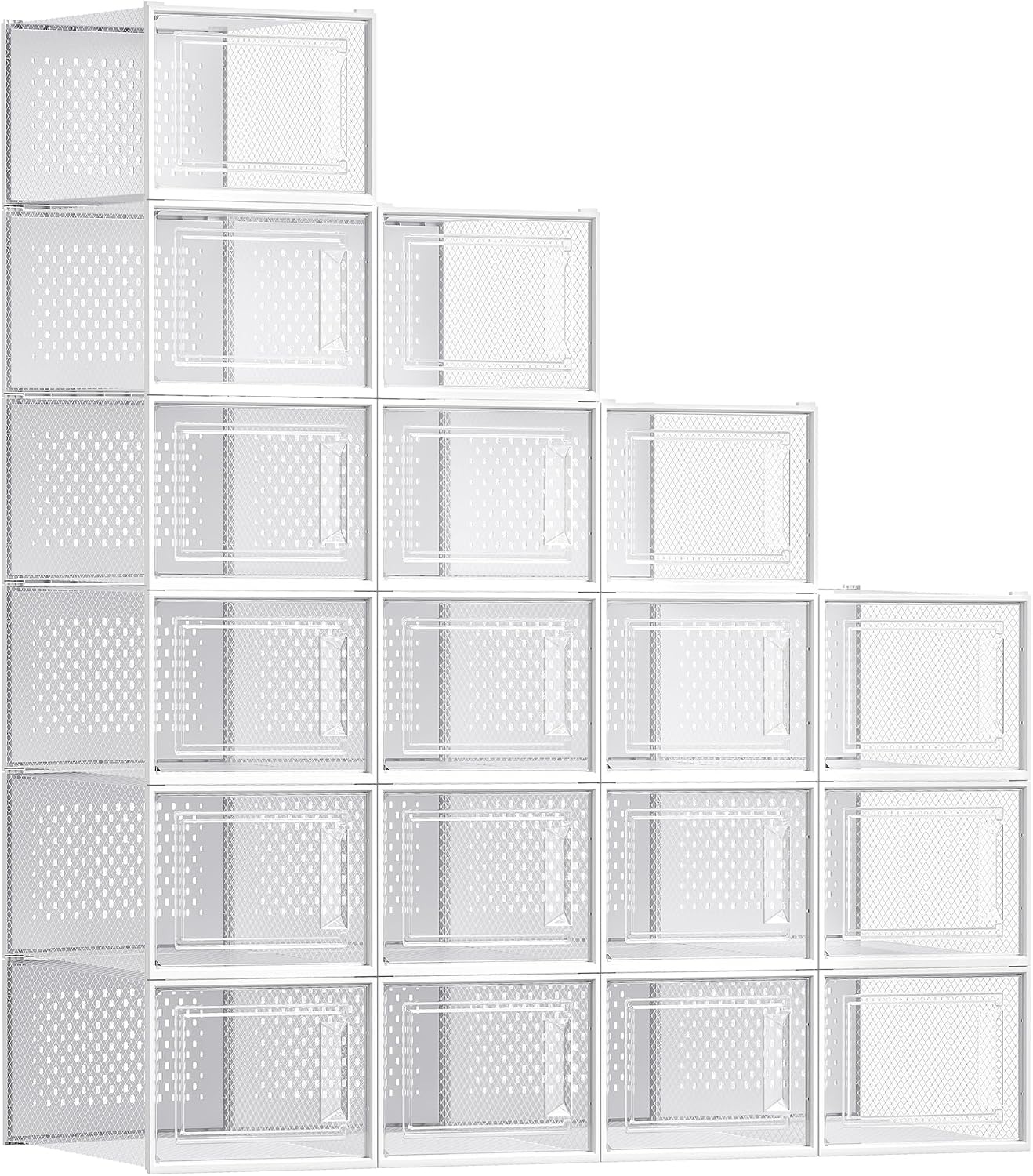 image:imageSONGMICS Shoe Boxes Clear Plastic Sneaker Box Pack of 15Transparent White