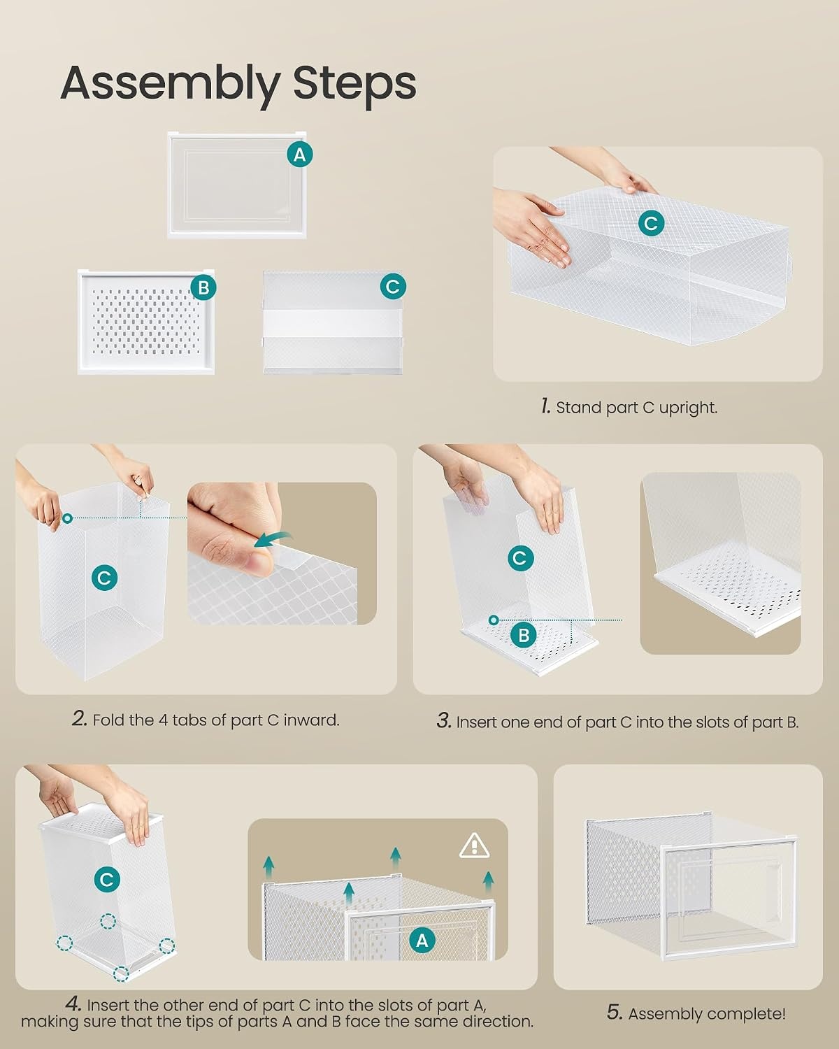 image:imageSONGMICS Shoe Boxes Clear Plastic Sneaker Box Pack of 15Transparent White