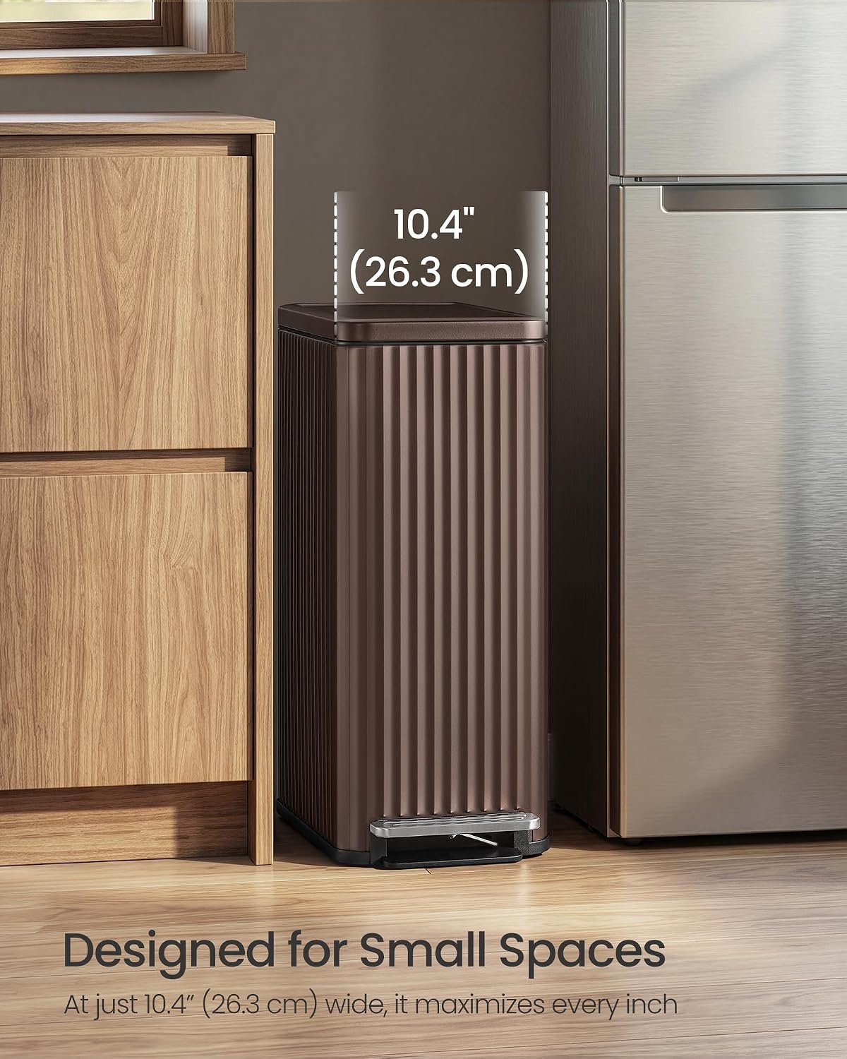 image:imageSONGMICS Trash Can 8 Gallon 30 L Stainless Steel with Lid PedalBrown