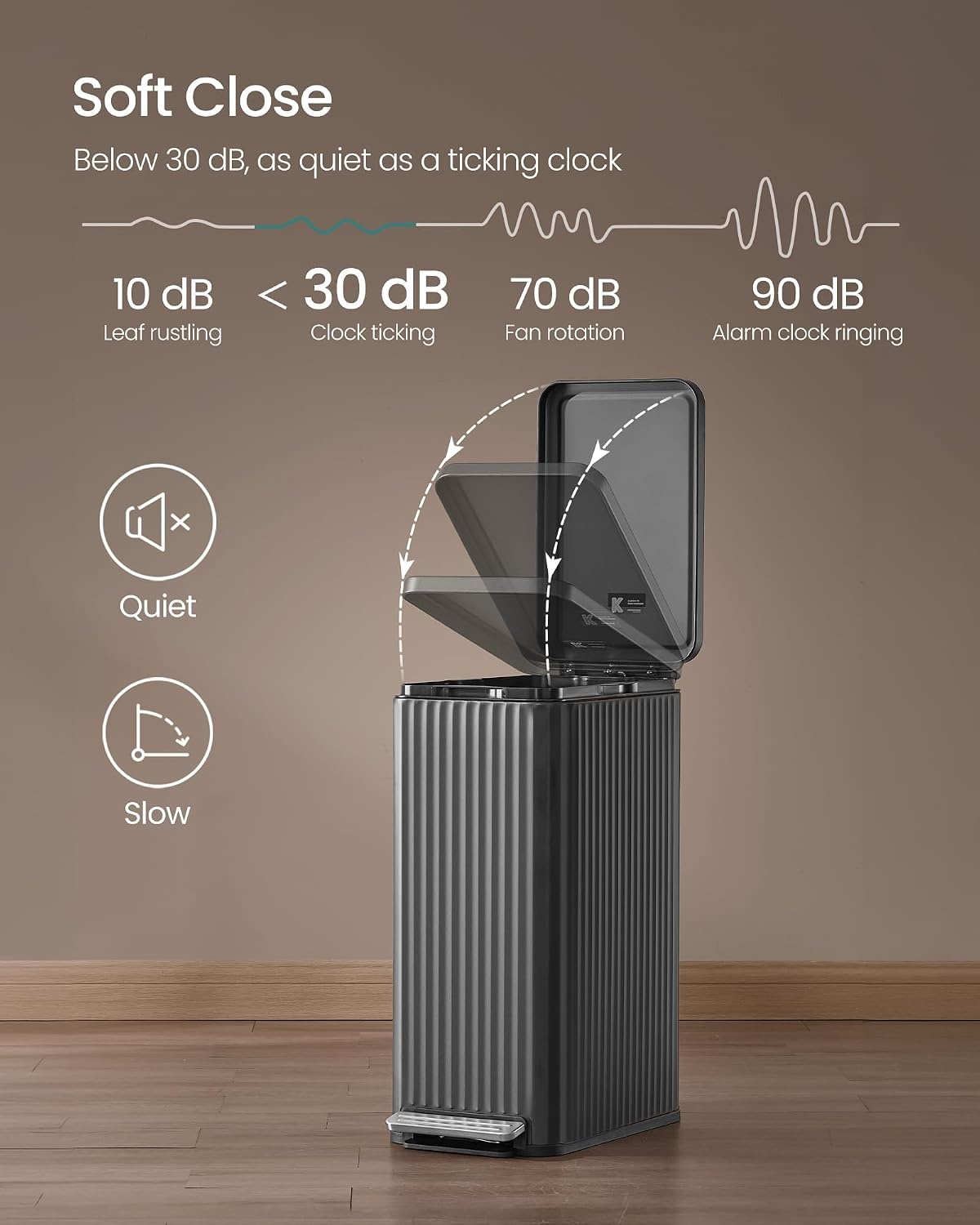 image:imageSONGMICS Trash Can 8 Gallon 30 L Stainless Steel with Lid PedalInk Black