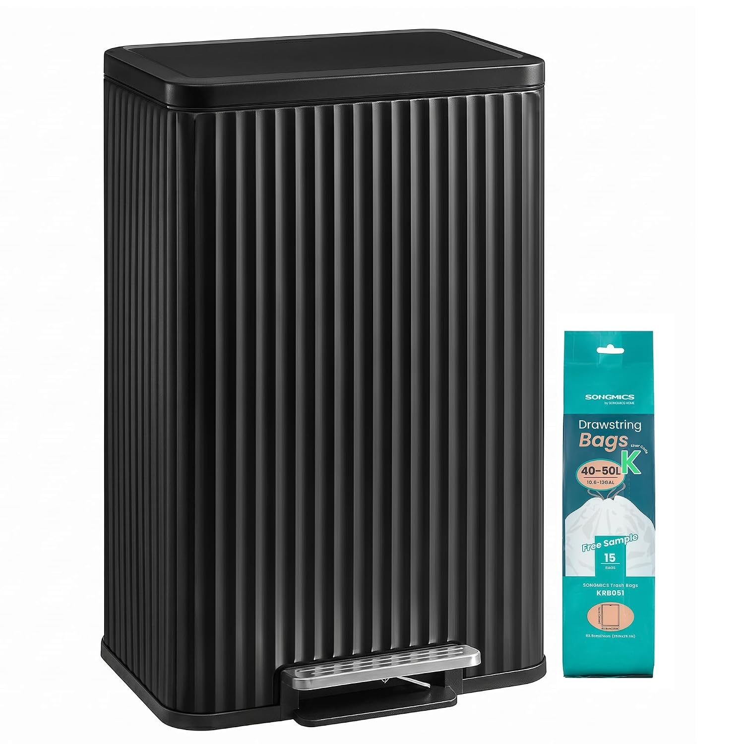 image:imageSONGMICS Trash Can 8 Gallon 30 L Stainless Steel with Lid PedalInk Black