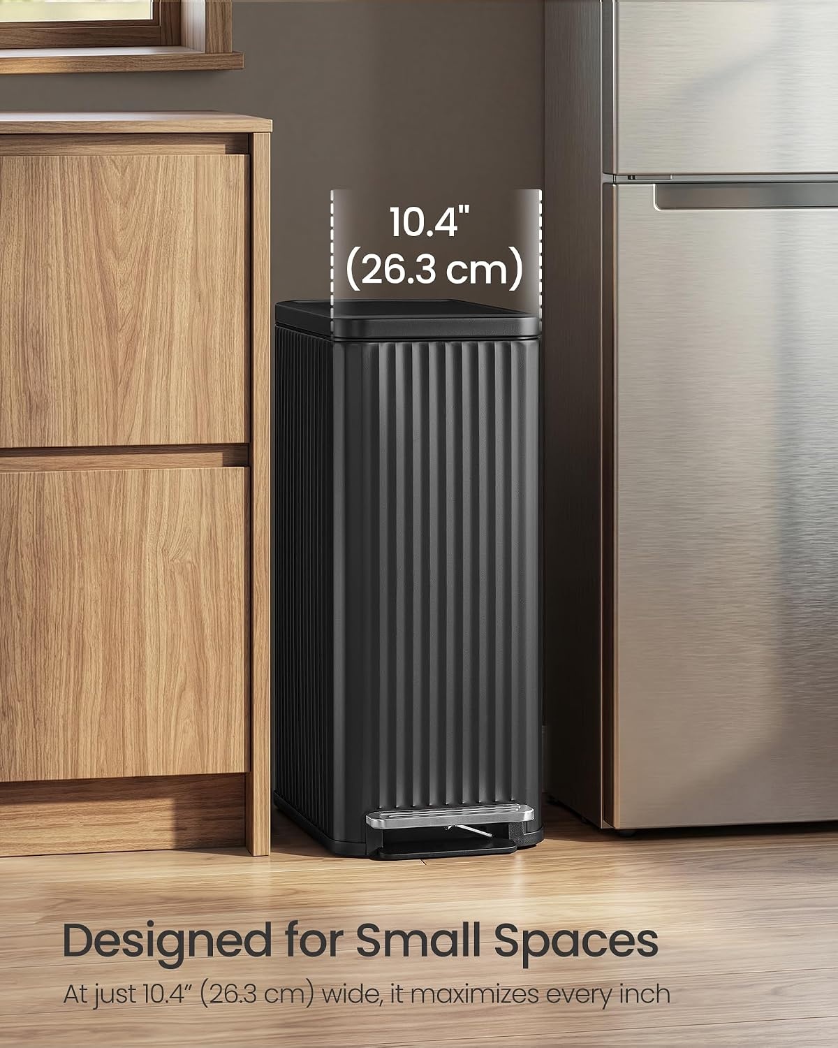 image:imageSONGMICS Trash Can 8 Gallon 30 L Stainless Steel with Lid PedalInk Black