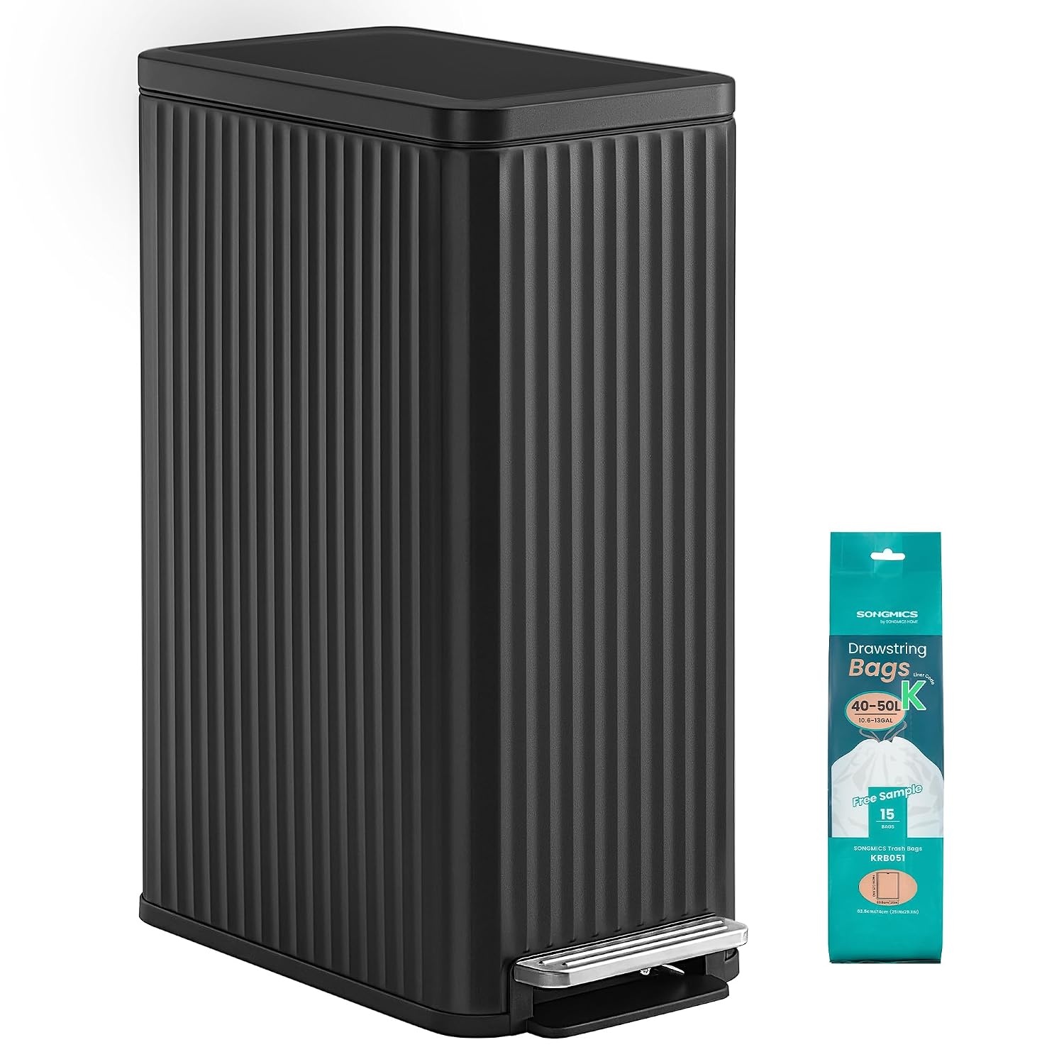 image:imageSONGMICS Trash Can 8 Gallon 30 L Stainless Steel with Lid PedalInk Black