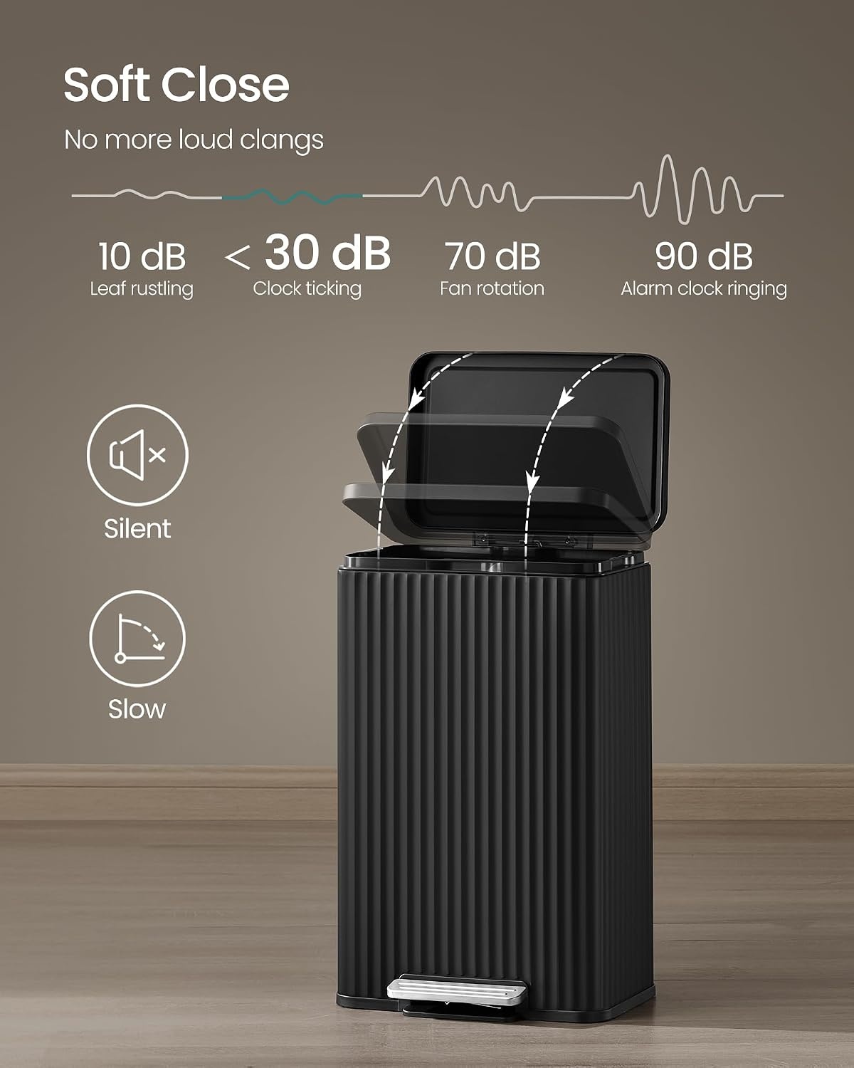 image:imageSONGMICS Trash Can 8 Gallon 30 L Stainless Steel with Lid PedalInk Black