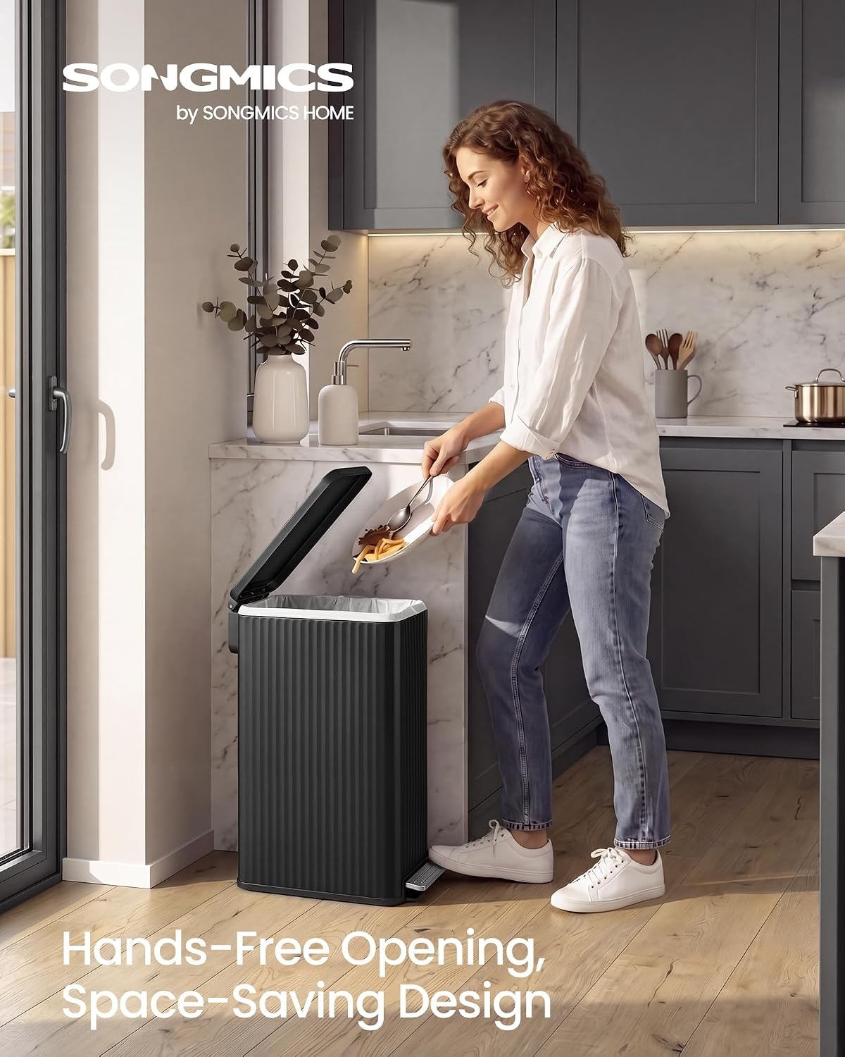 image:imageSONGMICS Trash Can 8 Gallon 30 L Stainless Steel with Lid PedalInk Black