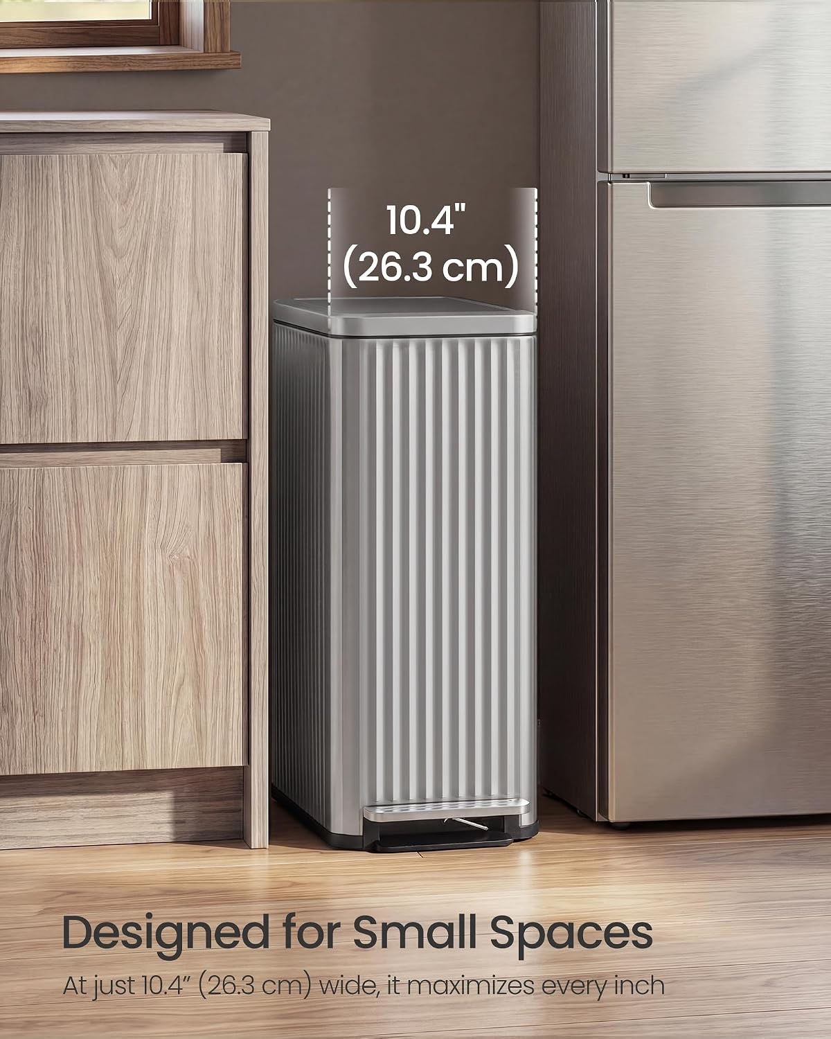 image:imageSONGMICS Trash Can 8 Gallon 30 L Stainless Steel with Lid PedalMetallic Silver