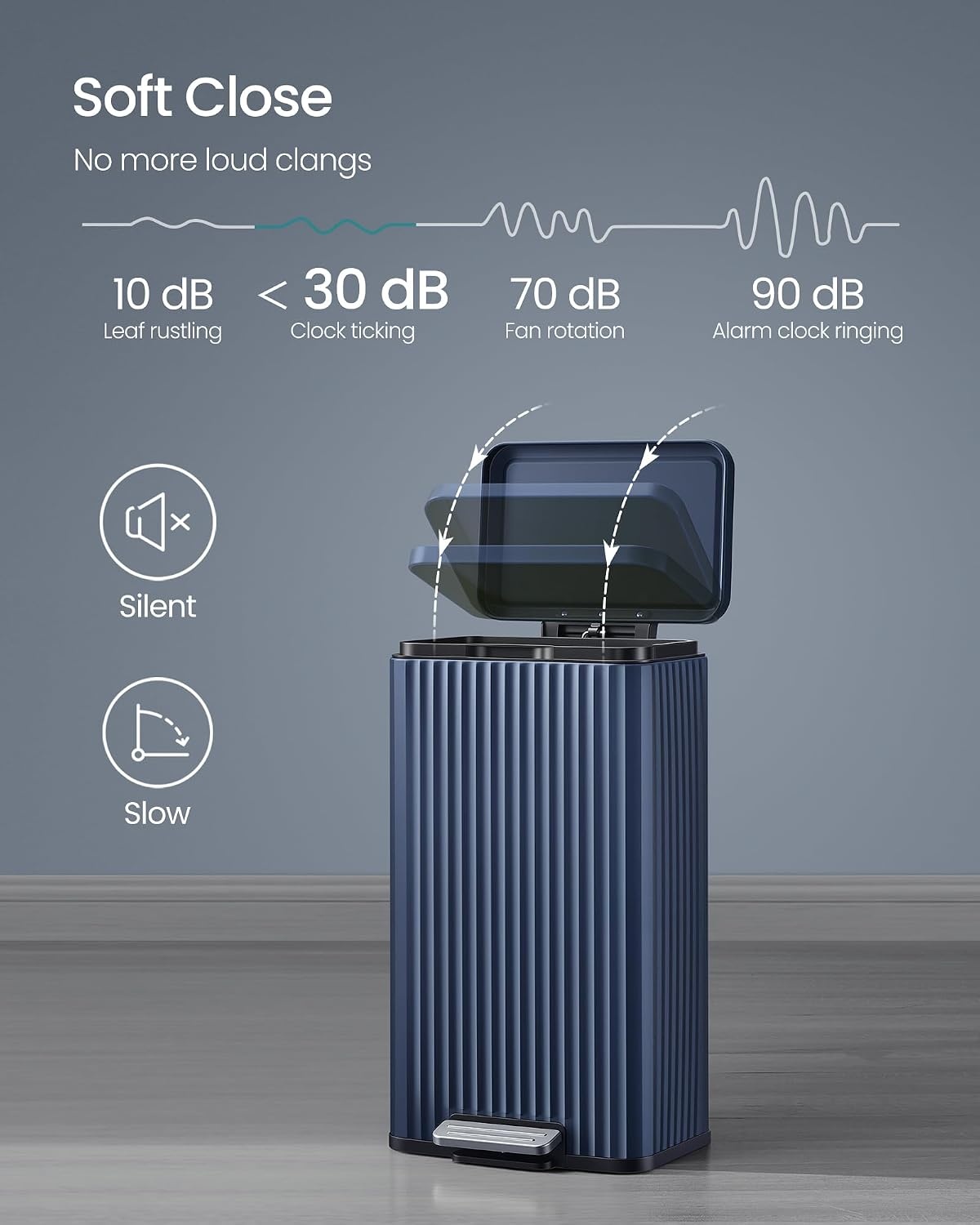 image:imageSONGMICS Trash Can 8 Gallon 30 L Stainless Steel with Lid PedalMidnight Blue