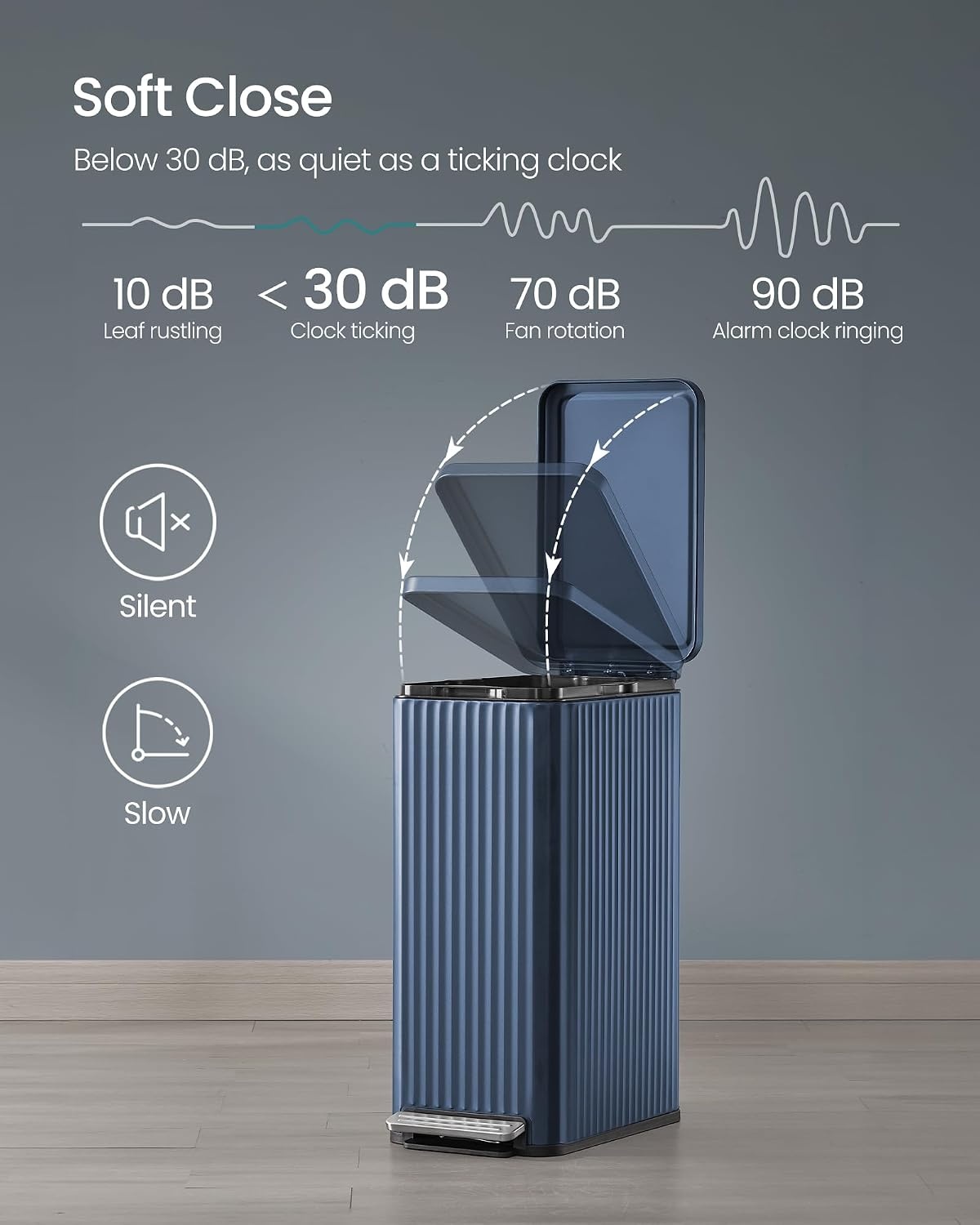 image:imageSONGMICS Trash Can 8 Gallon 30 L Stainless Steel with Lid PedalMidnight Blue