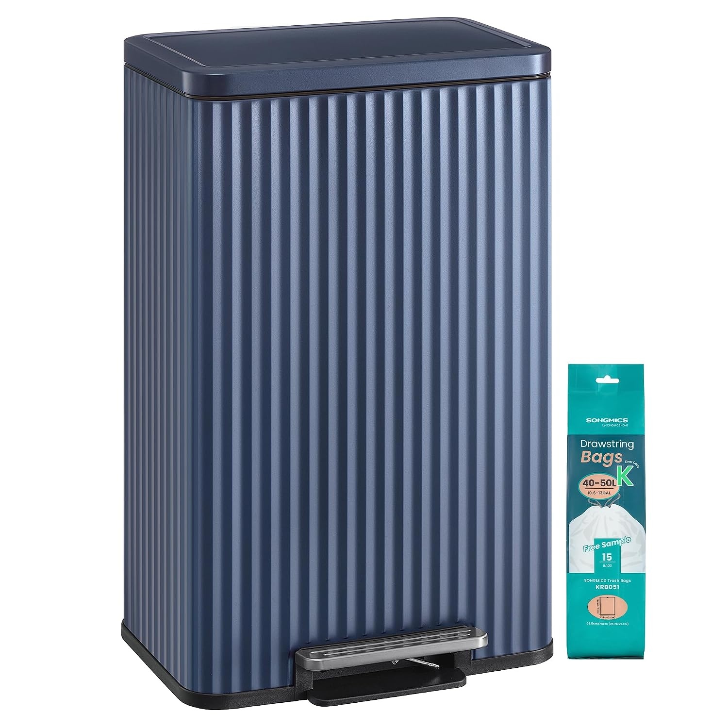 image:imageSONGMICS Trash Can 8 Gallon 30 L Stainless Steel with Lid PedalMidnight Blue
