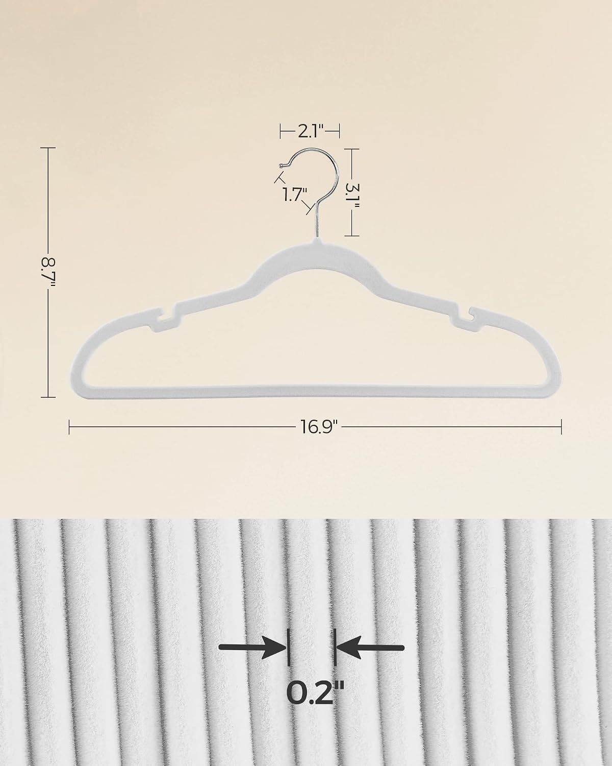 image:imageSONGMICS Velvet Hangers 50 Pack NonSlip Clothes Hangers BlackCloud White
