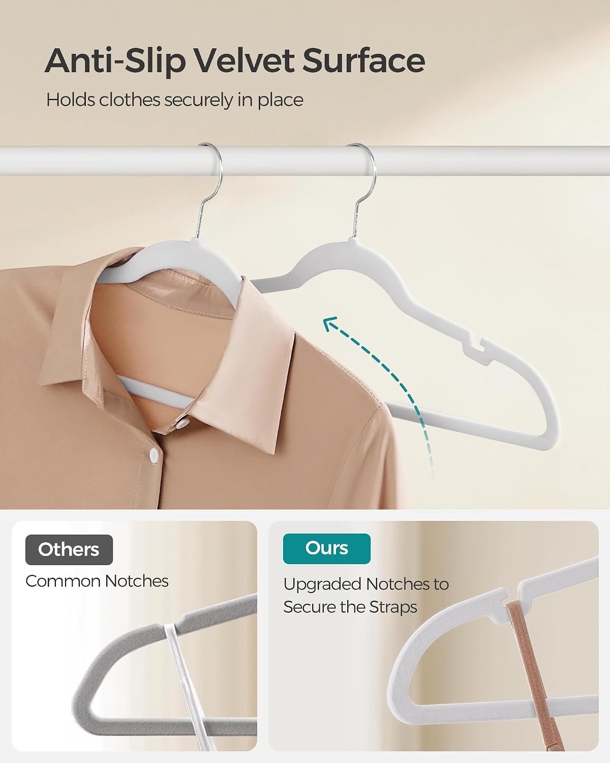 image:imageSONGMICS Velvet Hangers 50 Pack NonSlip Clothes Hangers BlackCloud White
