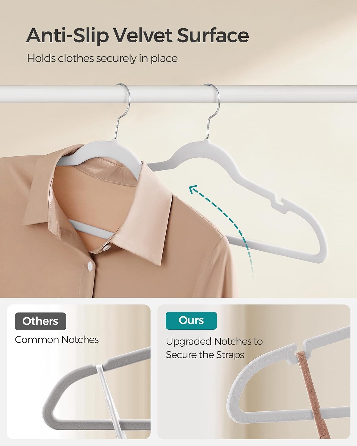 image:imageSONGMICS Velvet Hangers 50 Pack NonSlip Clothes Hangers BlackCloud White