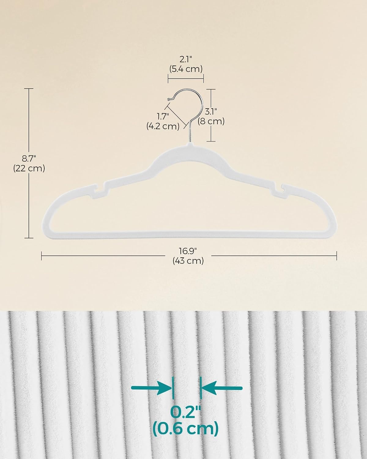 image:imageSONGMICS Velvet Hangers 50 Pack NonSlip Clothes Hangers BlackCloud White