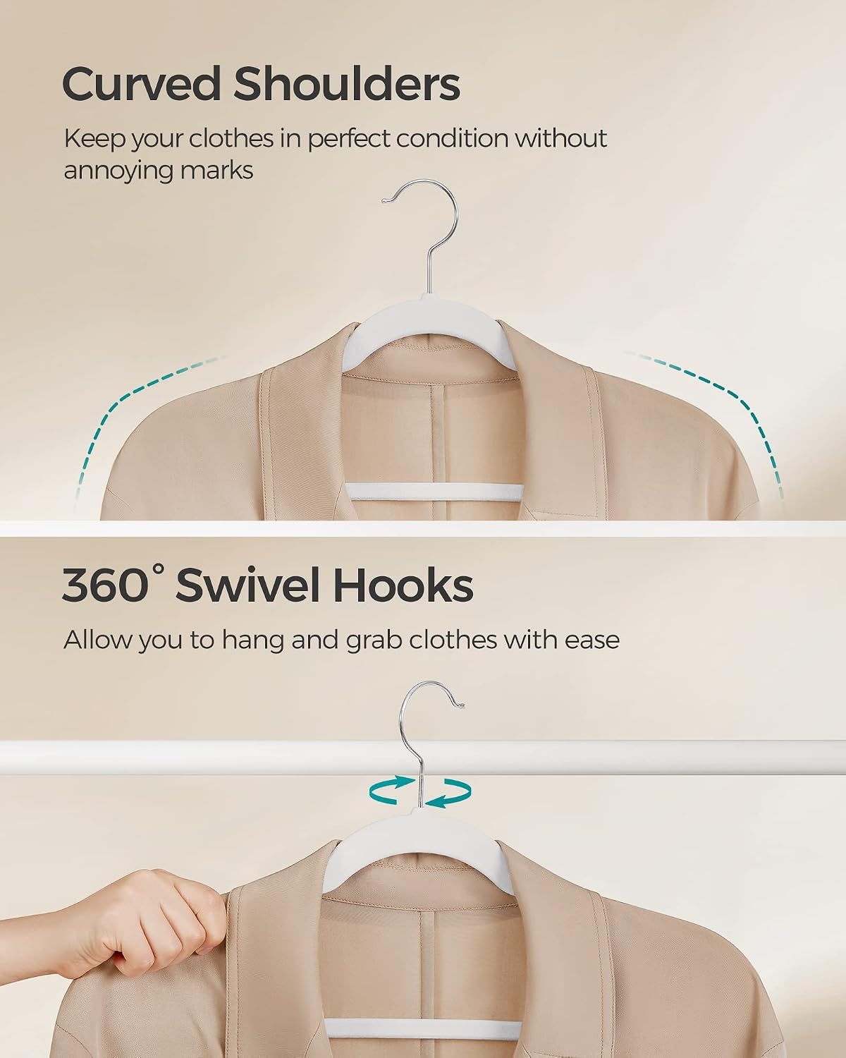 image:imageSONGMICS Velvet Hangers 50 Pack NonSlip Clothes Hangers BlackCloud White