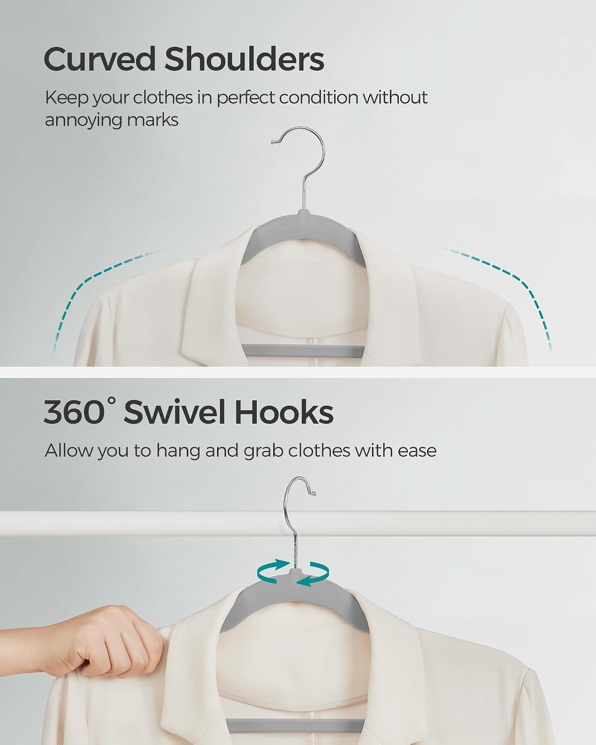 image:imageSONGMICS Velvet Hangers 50 Pack NonSlip Clothes Hangers BlackDove Gray
