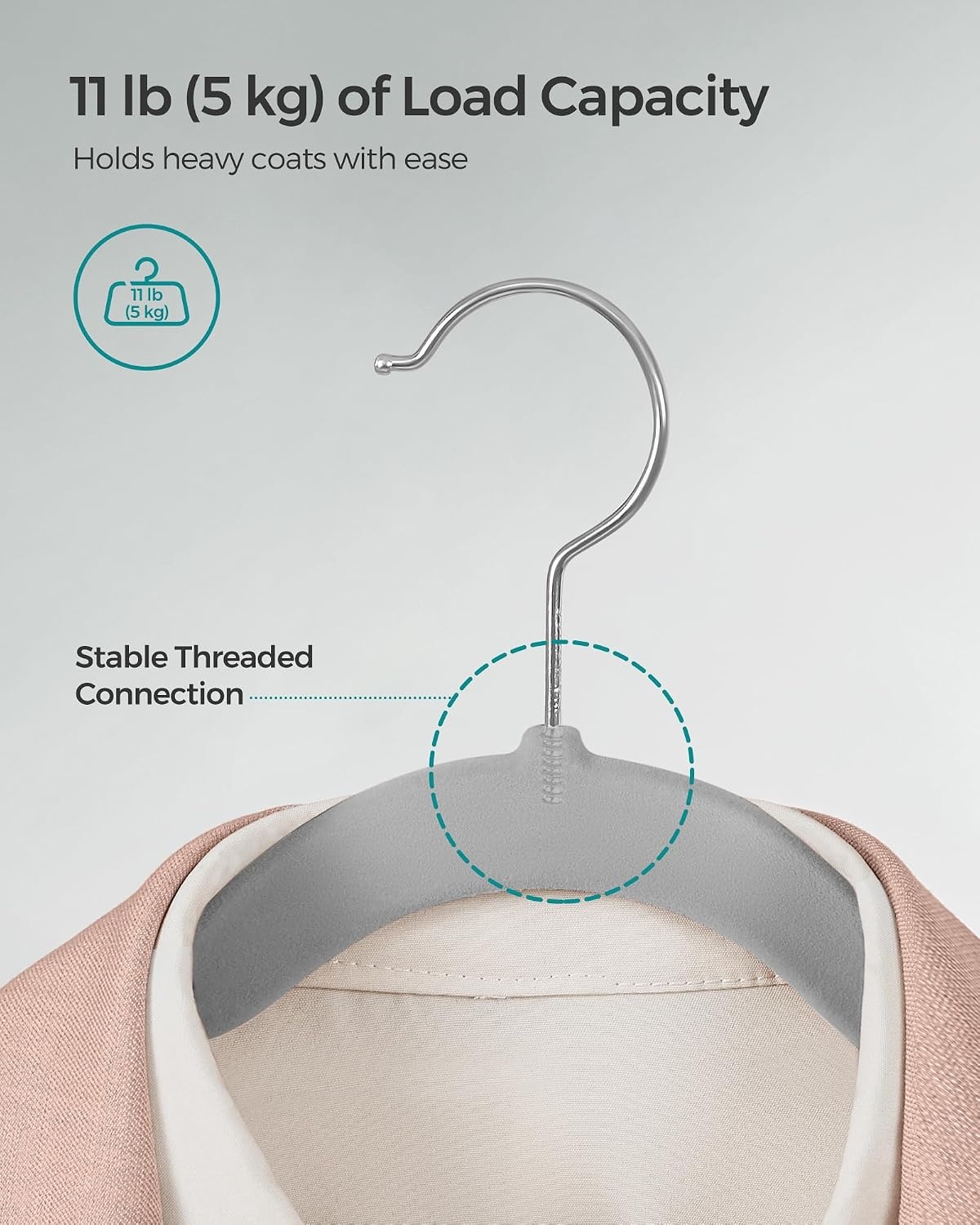 image:imageSONGMICS Velvet Hangers 50 Pack NonSlip Clothes Hangers BlackDove Gray