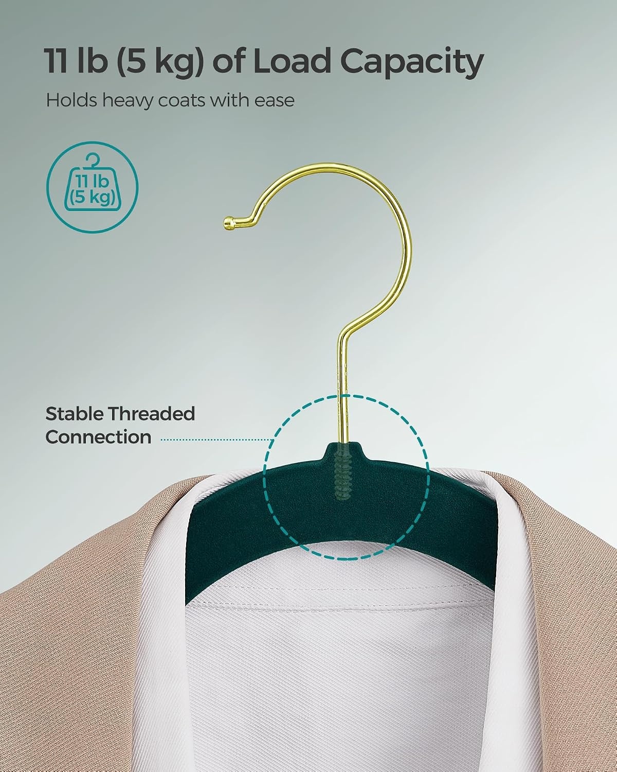 image:imageSONGMICS Velvet Hangers 50 Pack NonSlip Clothes Hangers BlackForest Green