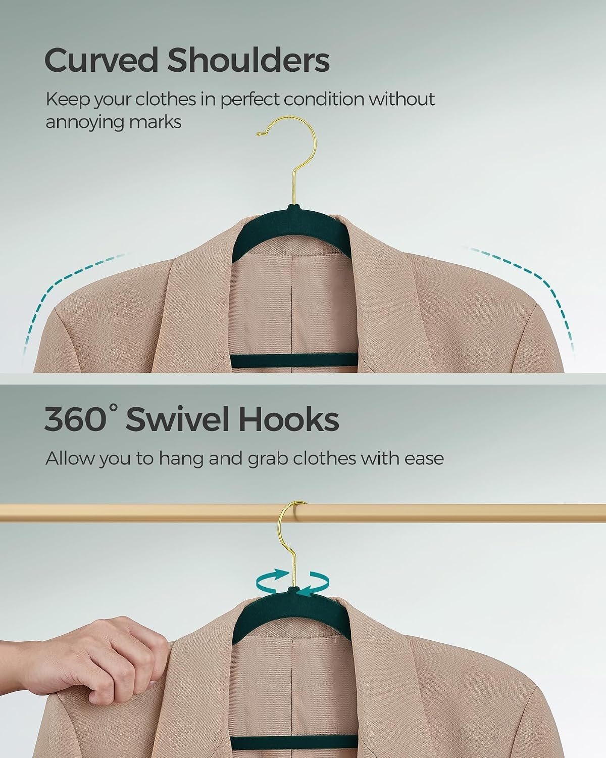 image:imageSONGMICS Velvet Hangers 50 Pack NonSlip Clothes Hangers BlackForest Green