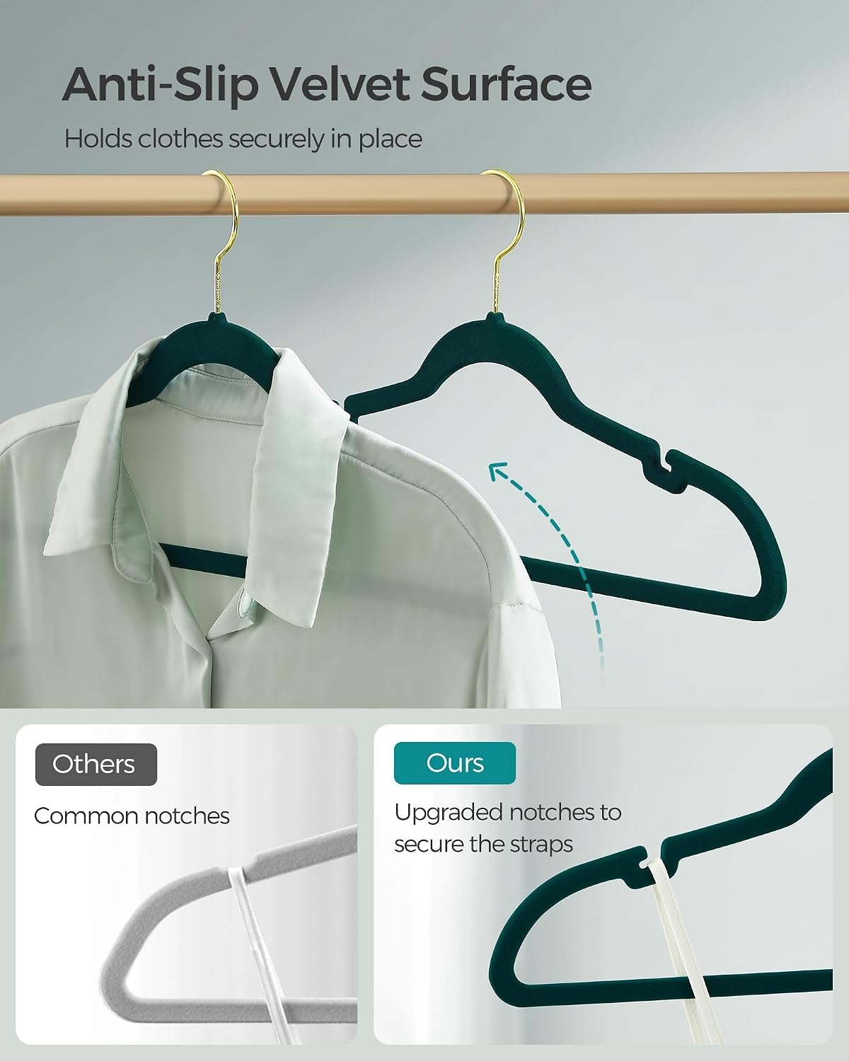 image:imageSONGMICS Velvet Hangers 50 Pack NonSlip Clothes Hangers BlackForest Green