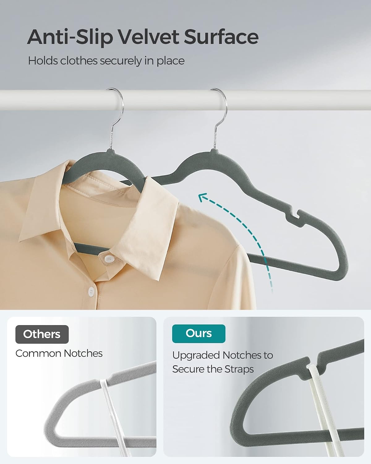 image:imageSONGMICS Velvet Hangers 50 Pack NonSlip Clothes Hangers BlackGray