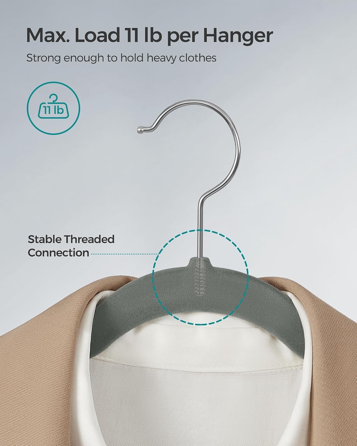 image:imageSONGMICS Velvet Hangers 50 Pack NonSlip Clothes Hangers BlackGray