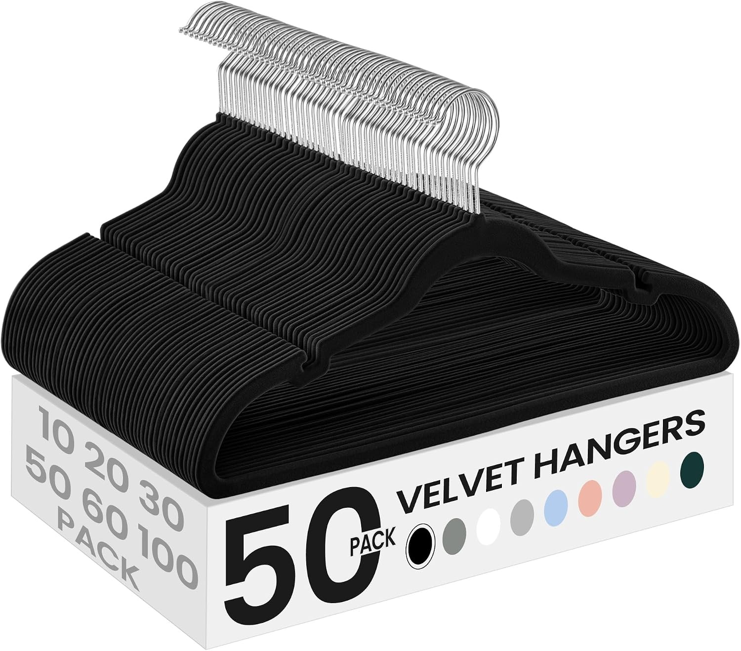 image:imageSONGMICS Velvet Hangers 50 Pack NonSlip Clothes Hangers BlackInk Black