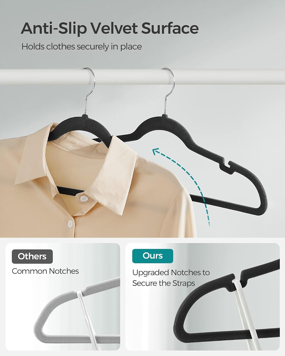 image:imageSONGMICS Velvet Hangers 50 Pack NonSlip Clothes Hangers BlackInk Black