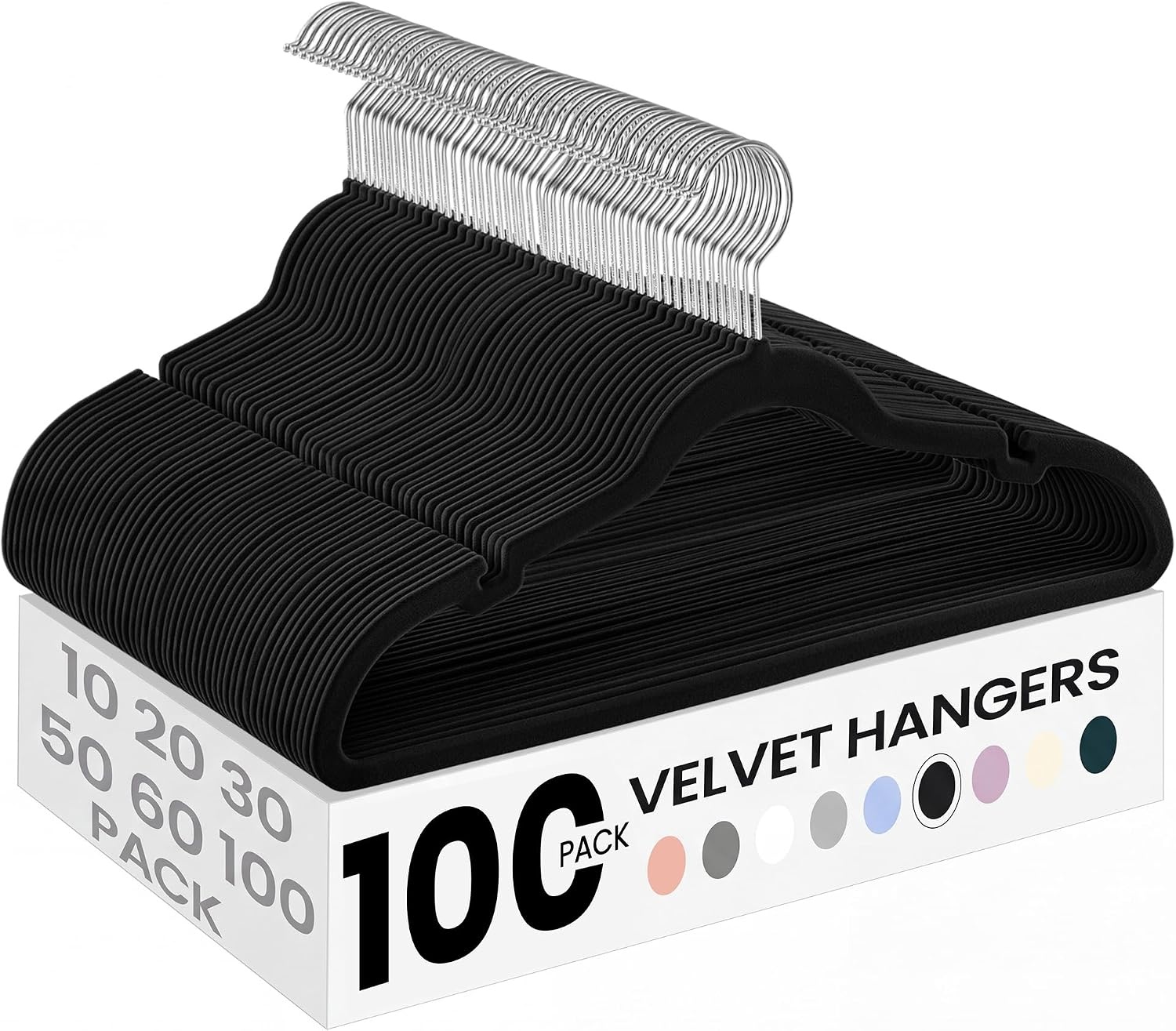 image:imageSONGMICS Velvet Hangers 50 Pack NonSlip Clothes Hangers BlackInk Black