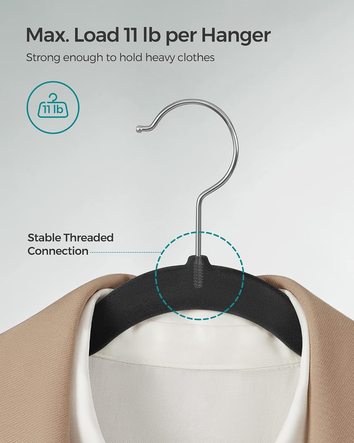 image:imageSONGMICS Velvet Hangers 50 Pack NonSlip Clothes Hangers BlackInk Black