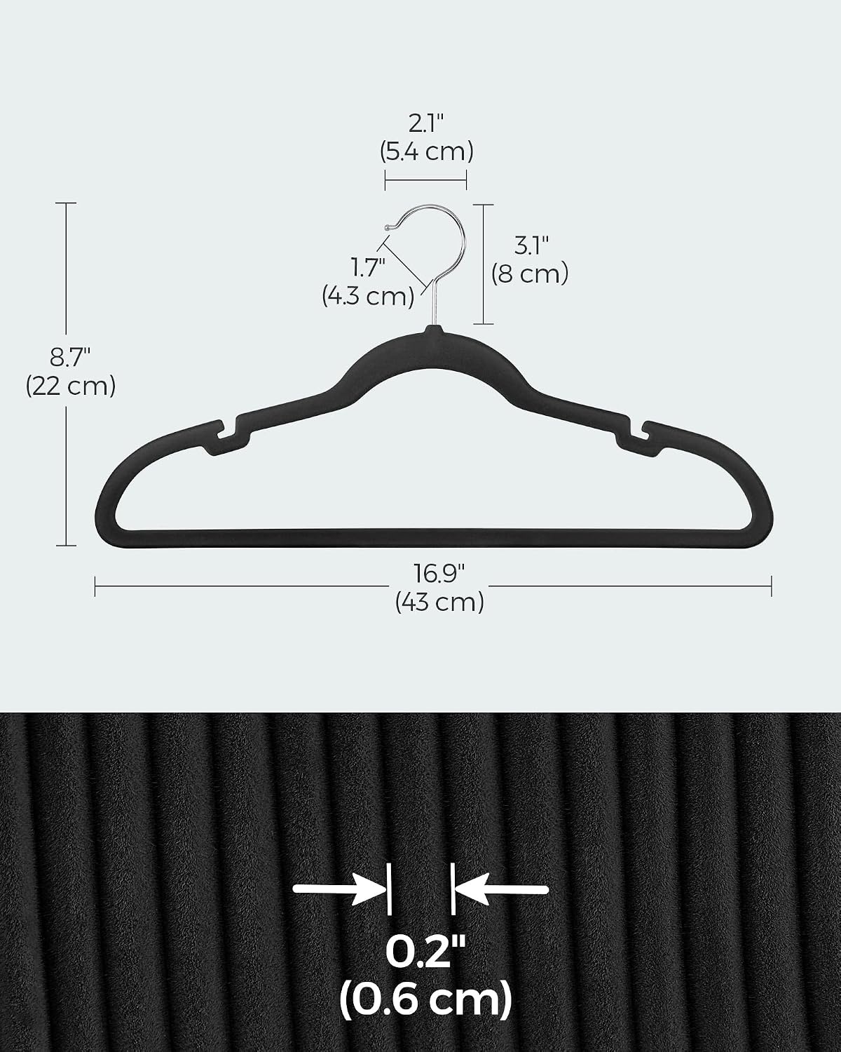 image:imageSONGMICS Velvet Hangers 50 Pack NonSlip Clothes Hangers BlackInk Black