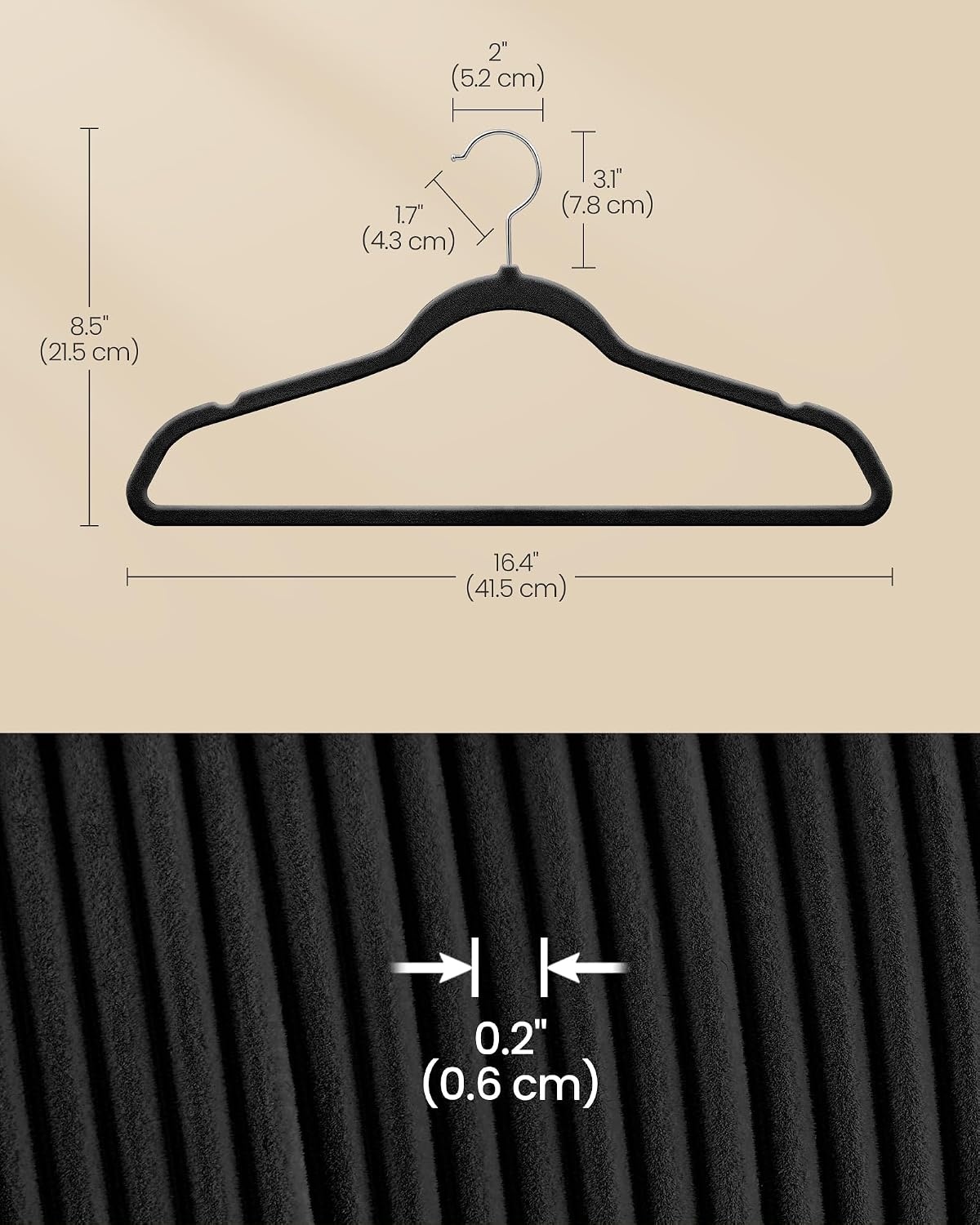 image:imageSONGMICS Velvet Hangers 50 Pack NonSlip Clothes Hangers BlackInk Black