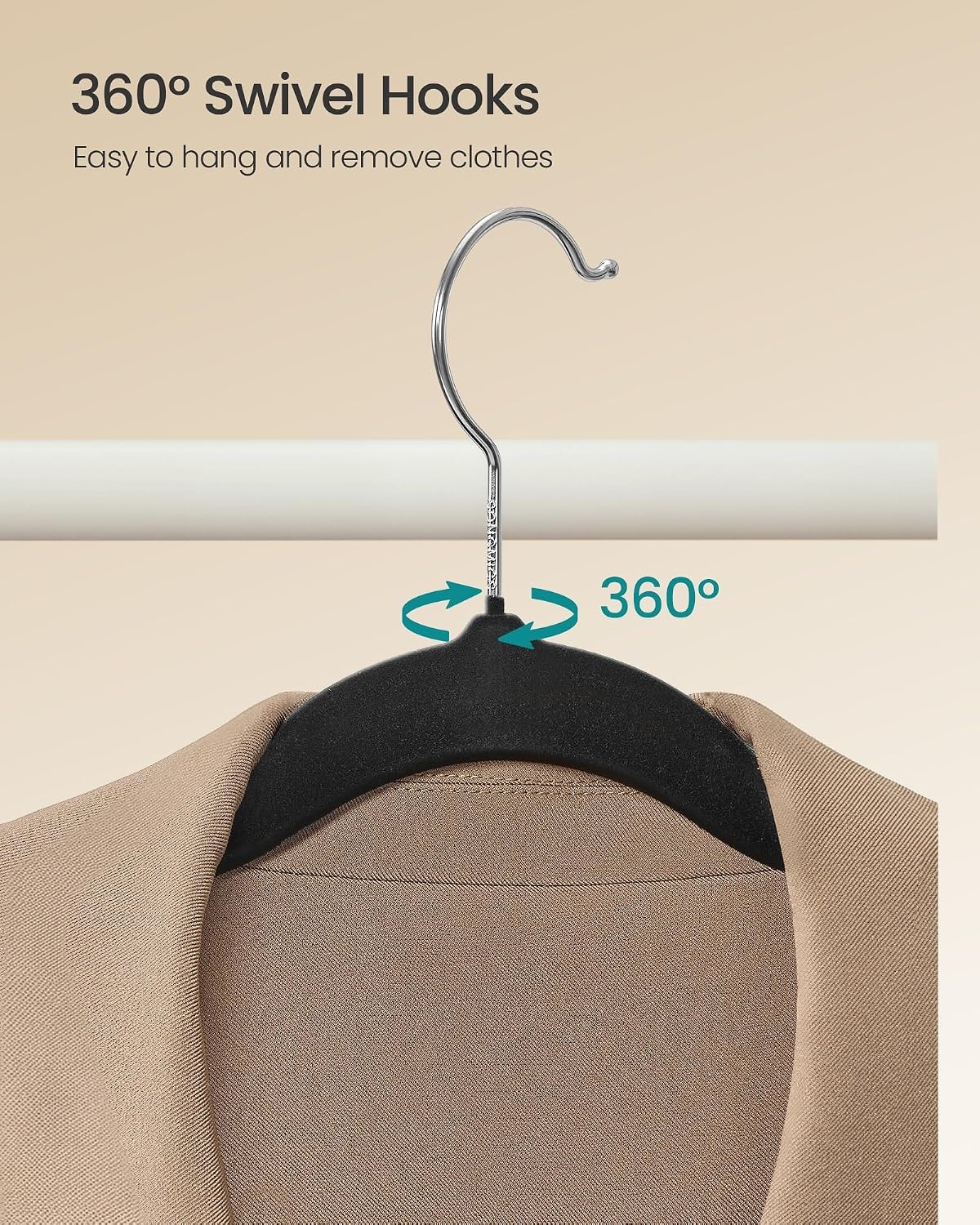 image:imageSONGMICS Velvet Hangers 50 Pack NonSlip Clothes Hangers BlackInk Black