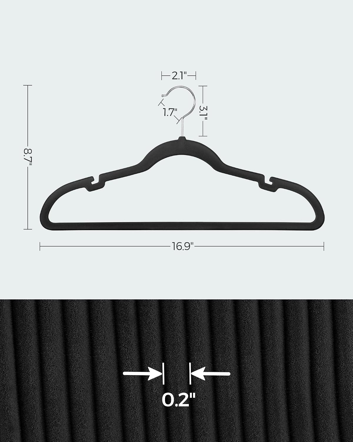 image:imageSONGMICS Velvet Hangers 50 Pack NonSlip Clothes Hangers BlackInk Black