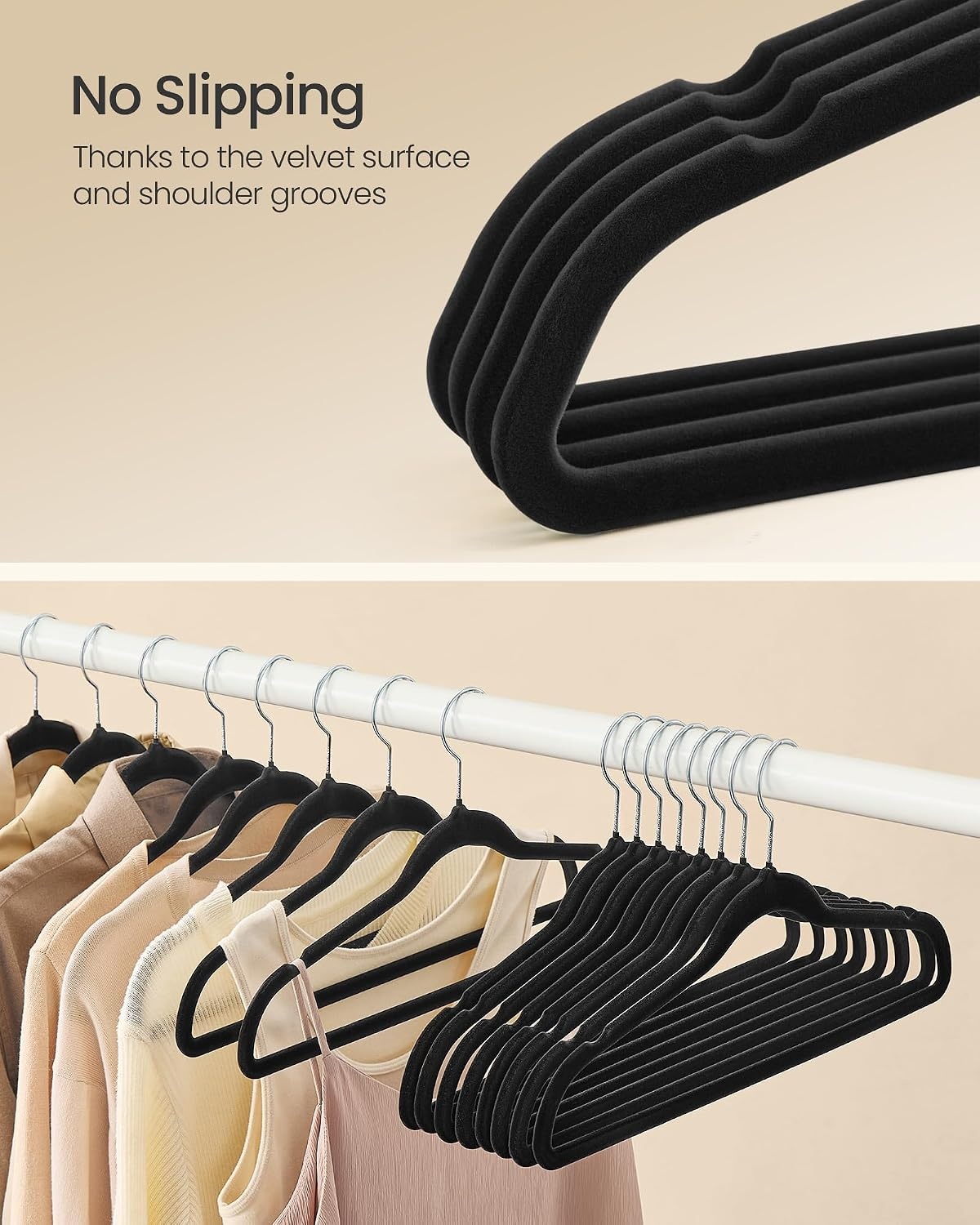 image:imageSONGMICS Velvet Hangers 50 Pack NonSlip Clothes Hangers BlackInk Black