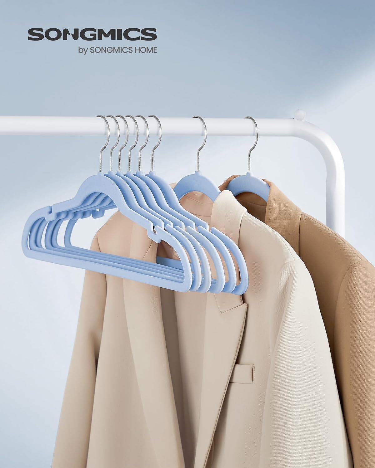 image:imageSONGMICS Velvet Hangers 50 Pack NonSlip Clothes Hangers BlackPale Blue