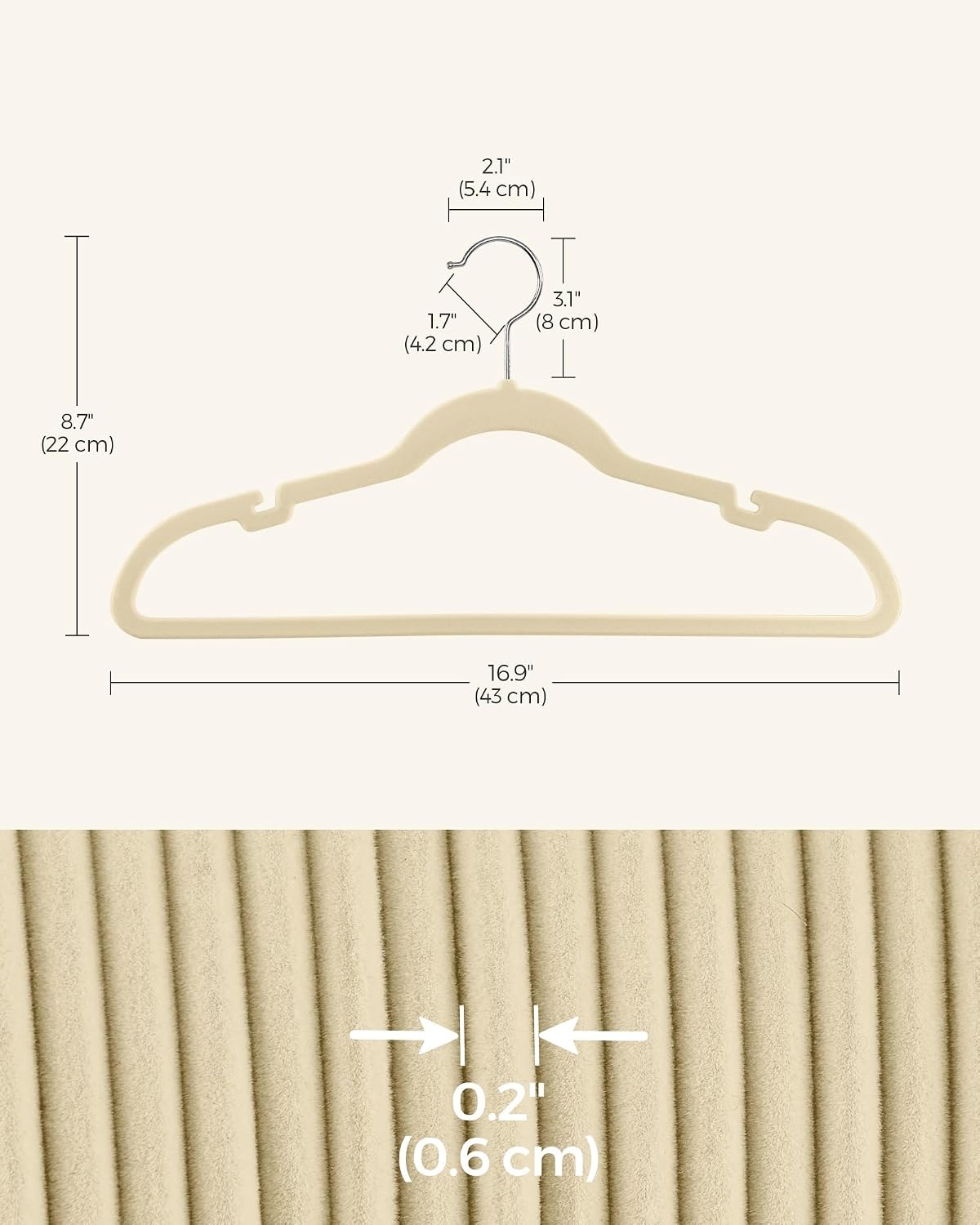 image:imageSONGMICS Velvet Hangers 50 Pack NonSlip Clothes Hangers BlackSurmmer Sand