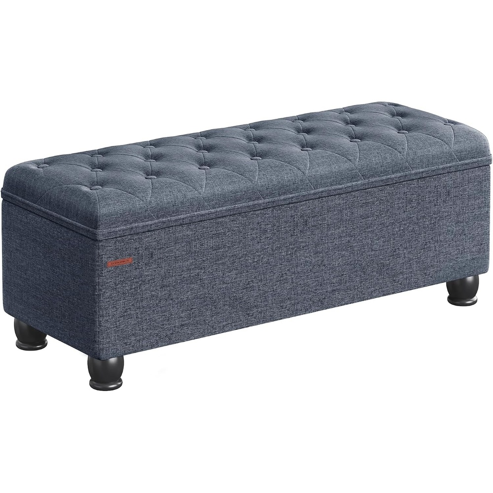 image:imageSONGMICS HOME Storage Ottoman 35 Gallons End of Bench 152 x 432 x 152 Inches for Entryway Living Room Light GrayLight Denim Blue