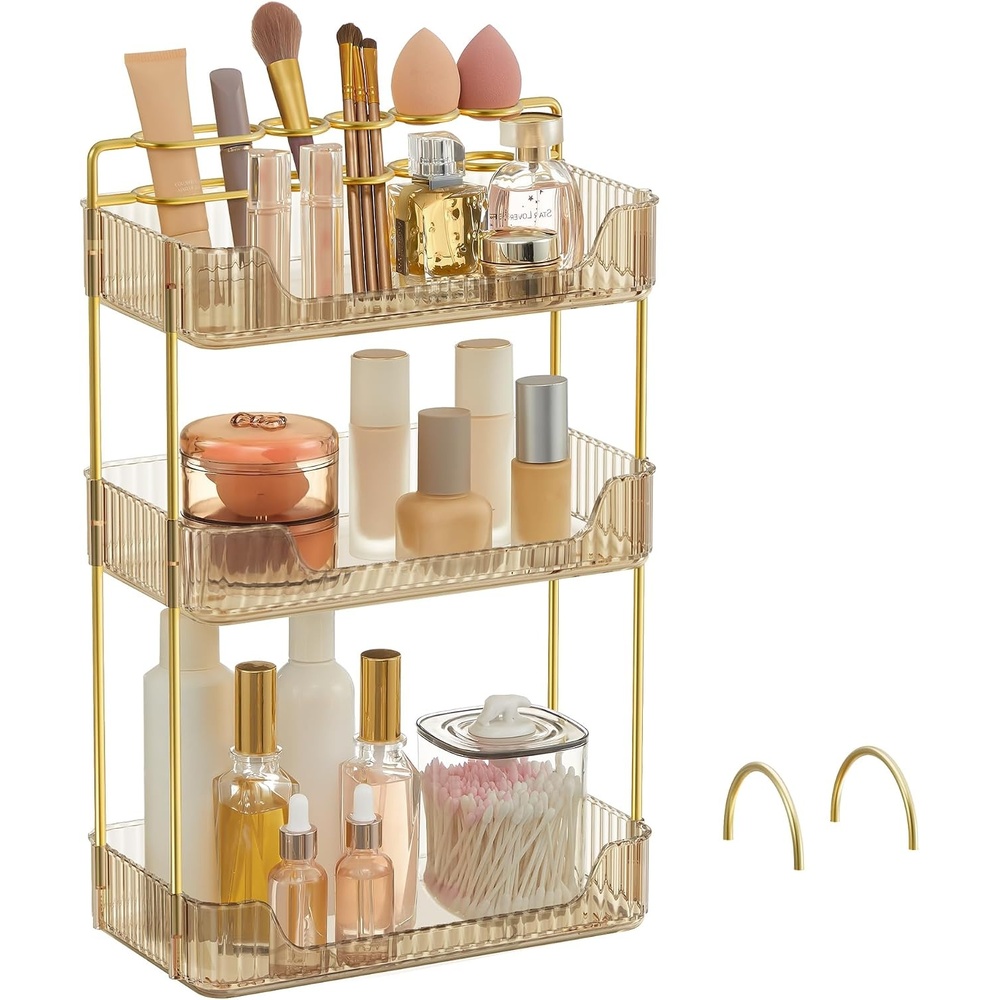image:imageSONGMICS Makeup Organizer Cosmetic Display Case with 2 DrawersChampagne Gold