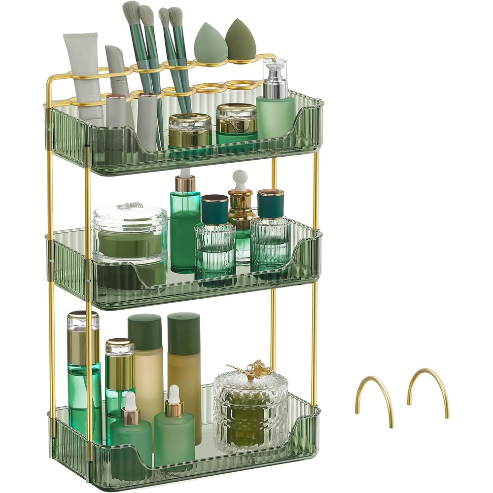 image:imageSONGMICS Makeup Organizer Cosmetic Display Case with 2 DrawersPale Green