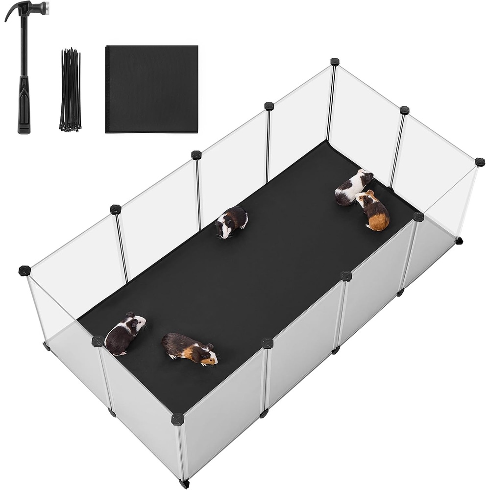image:imageSONGMICS Pet Playpen 2Tier Steel Pen with RoofFull White